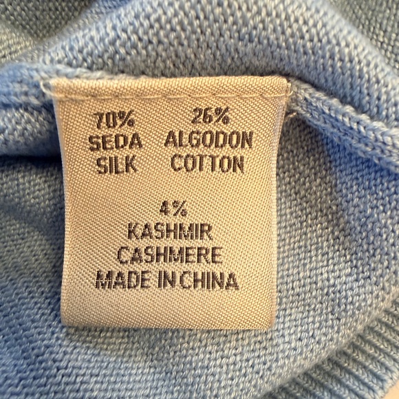 Peter Millar Size Medium Silk Cotton Cashmere Blend Sweater Vest Light Blue Golf - Picture 7 of 9